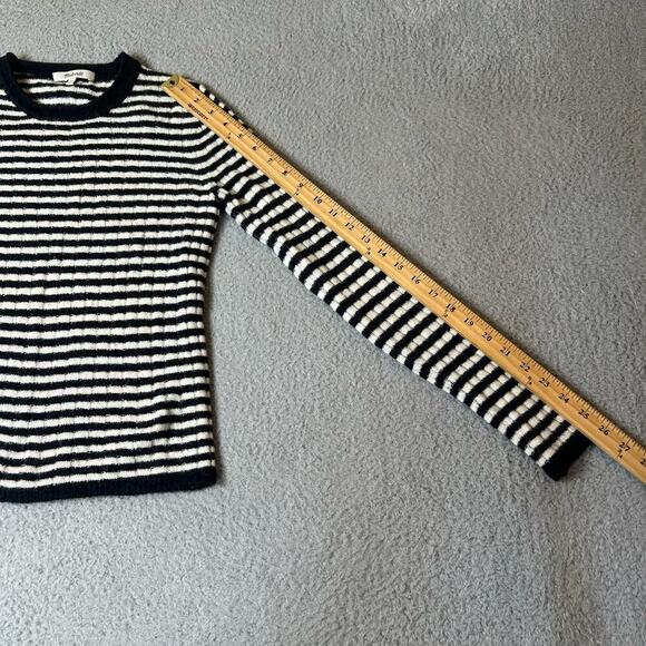 Madewell Sweater Women XXS Black White Striped Wool Alpaca Long Sleeve Pullover - Picture 6 of 9